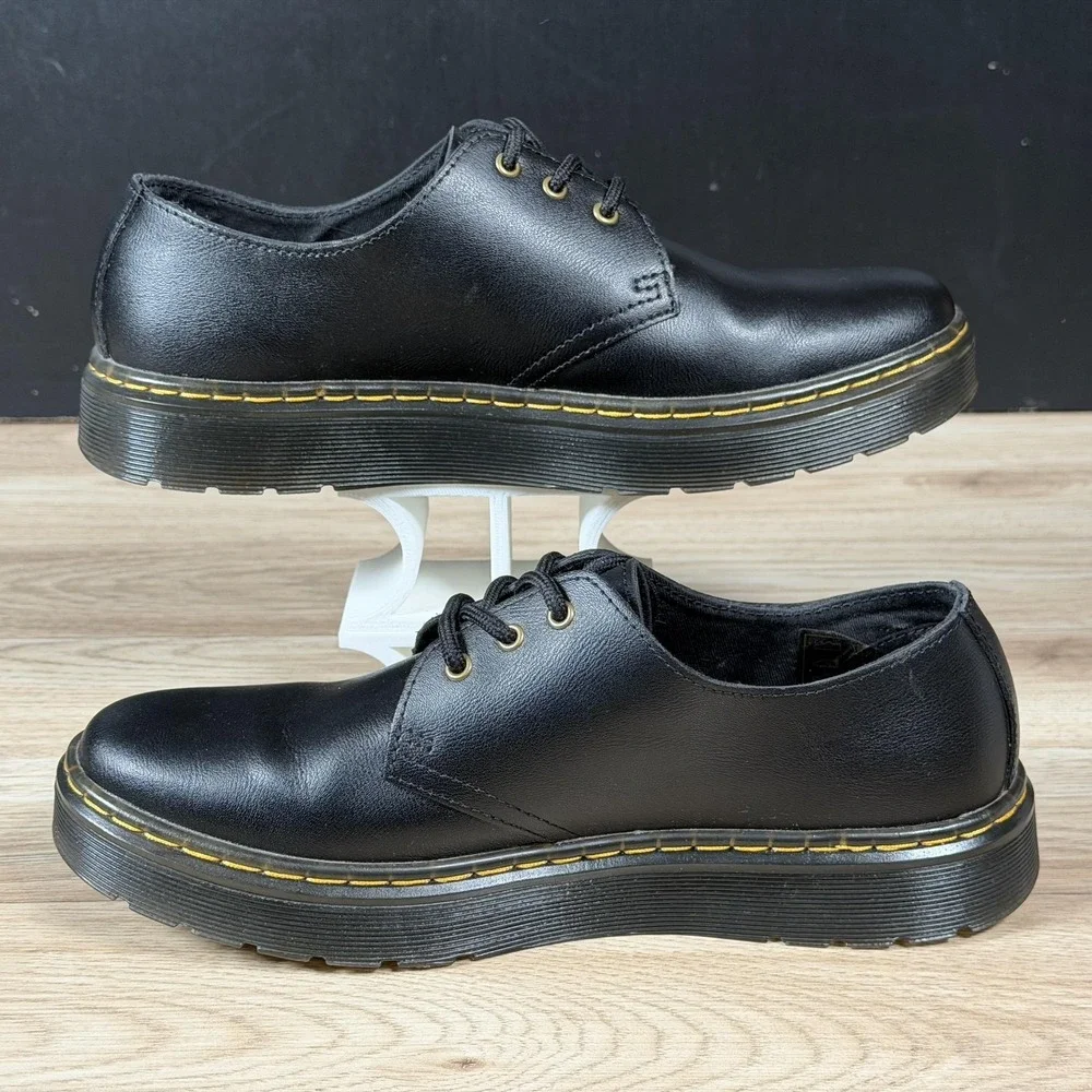 Dr Martens Shoes Men Size 7 Black Zavala Lo Derby Leather 3-Eye Round Toe Preppy